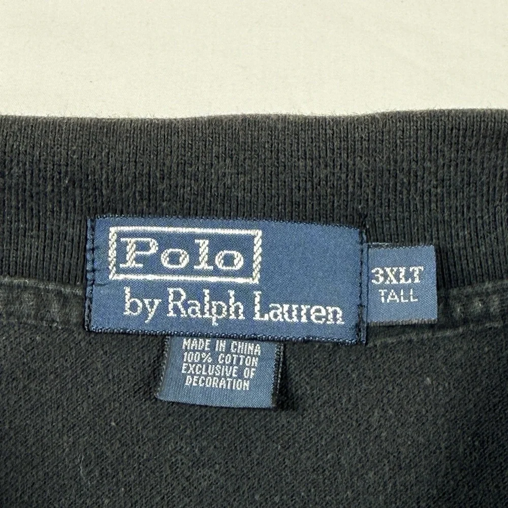Vintage Polo Ralph Lauren Polo Shirt Mens 3XLT Black Pique Pony Golf Preppy 90s